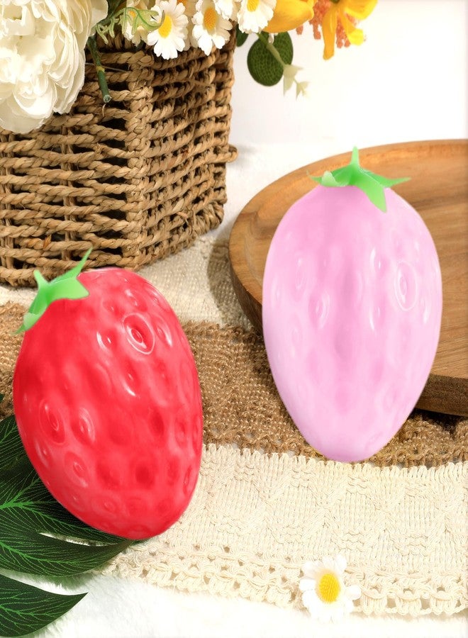 Lonfliness Color Changing Strawberry Squishy Toy Kawaii Strawberry Fidget Sensory Toys Fruit Decompression Toy Stress Relief Squishies Soft Silicone Squeeze Gifts for Adults Party Favors Anxiety Relaxing - Image 3
